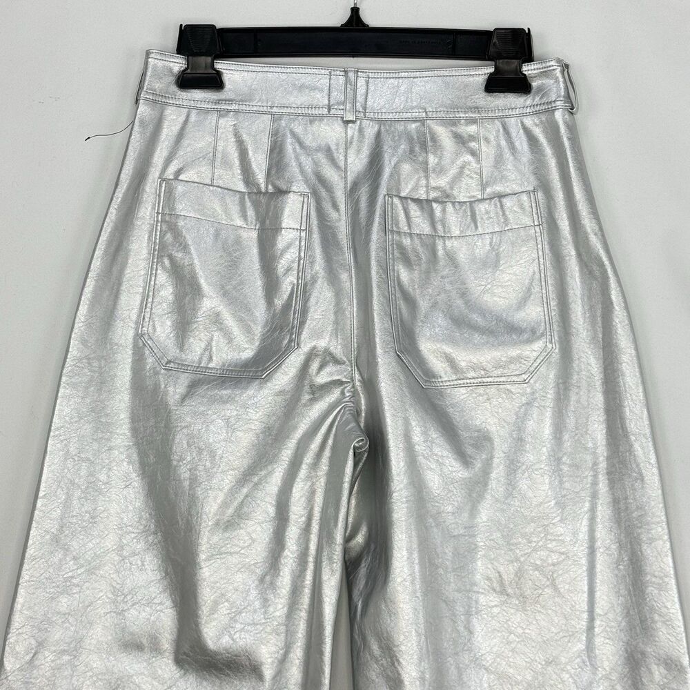 Maeve The Ettie High Rise Crop Wide-Leg Pants Metallic Faux-Leather Size 26 - Picture 14 of 16